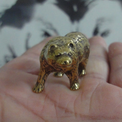 Vintage Style Solid Brass Bear Figurine: Home Decor Statue