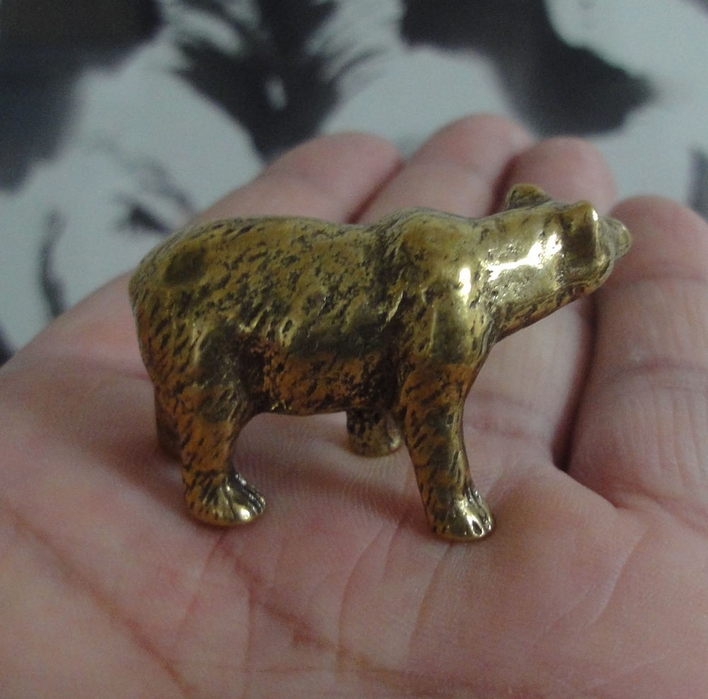 Vintage Style Solid Brass Bear Figurine: Home Decor Statue