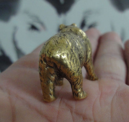 Vintage Style Solid Brass Bear Figurine: Home Decor Statue