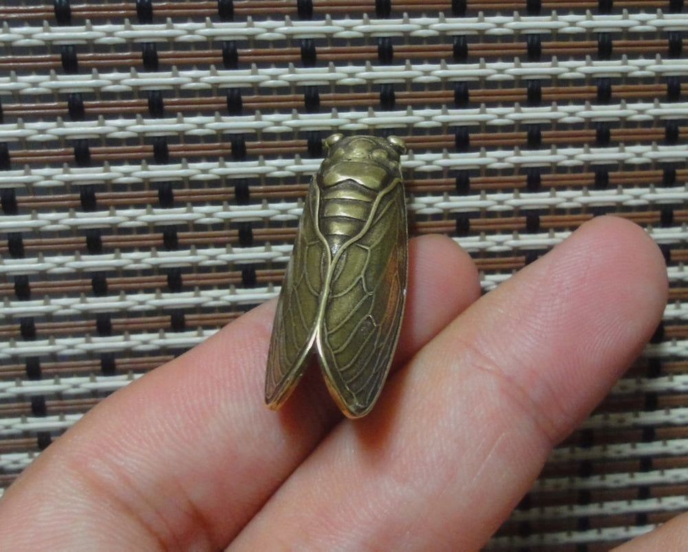 Brass Pure Copper Cicada Figurine Statue for Home Garden Decor