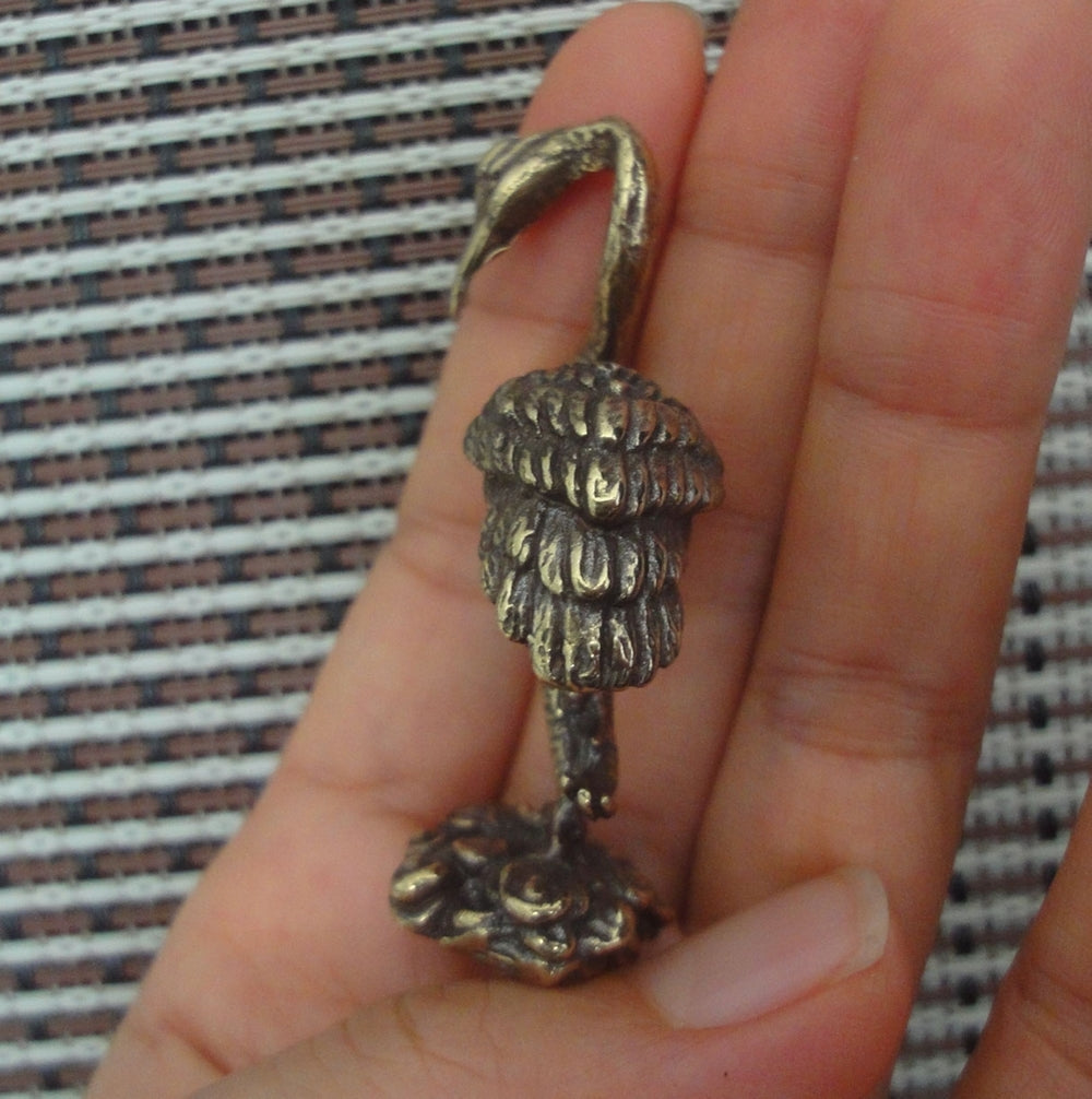 Vintage Style Solid Brass Red-crowned Crane Bird Statue for Garden Home Decor