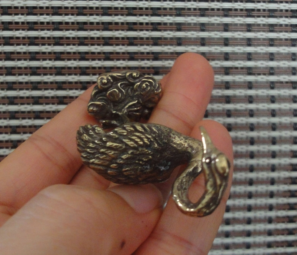 Vintage Style Solid Brass Red-crowned Crane Bird Statue for Garden Home Decor