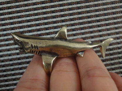 Solid Brass Mini Shark Statue Vintage Style Pure Copper Sea Animal Sculpture