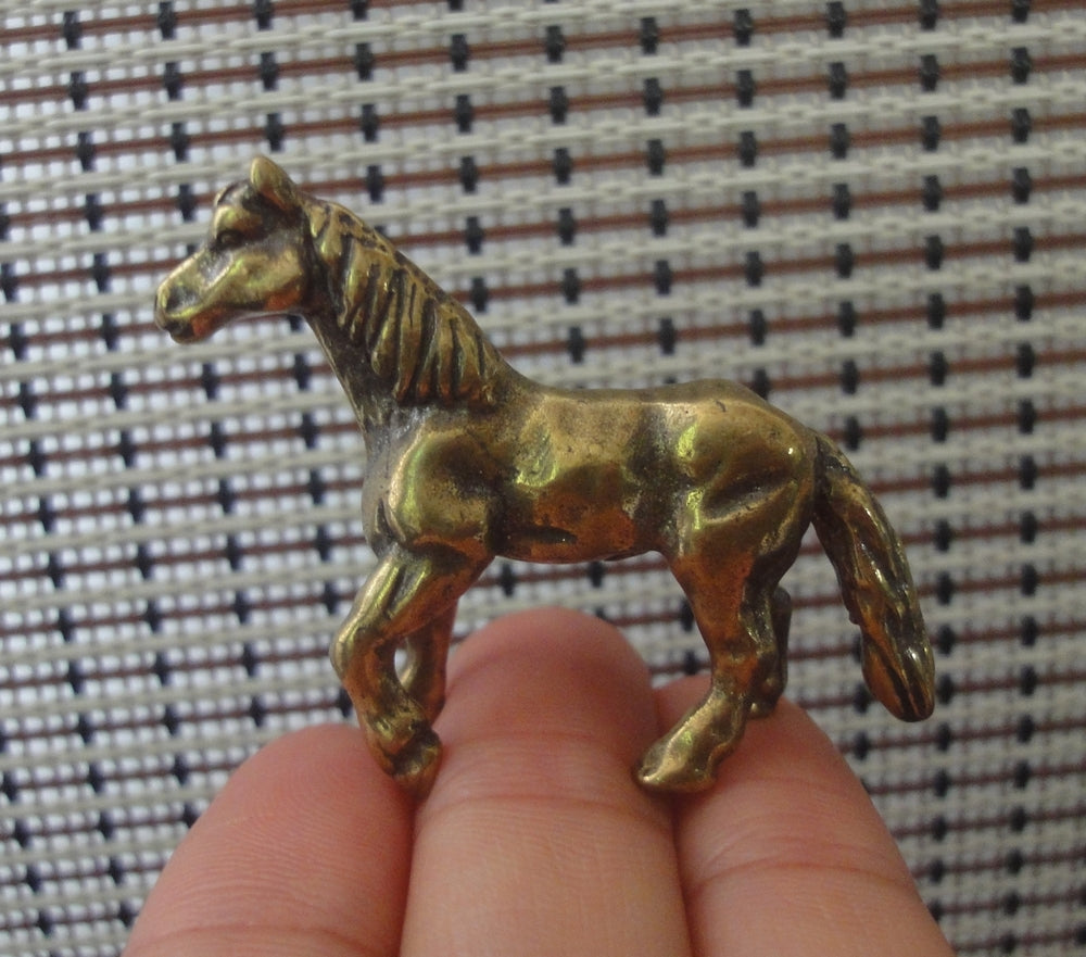 Solid Brass Zodiac Horse Statue Vintage Style Tea Pet Figurine for Study Decor
