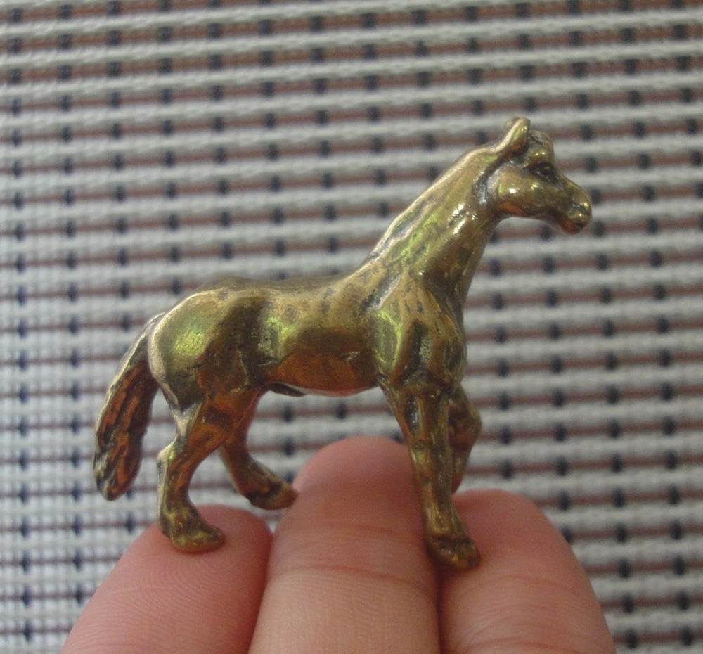 Solid Brass Zodiac Horse Statue Vintage Style Tea Pet Figurine for Study Decor
