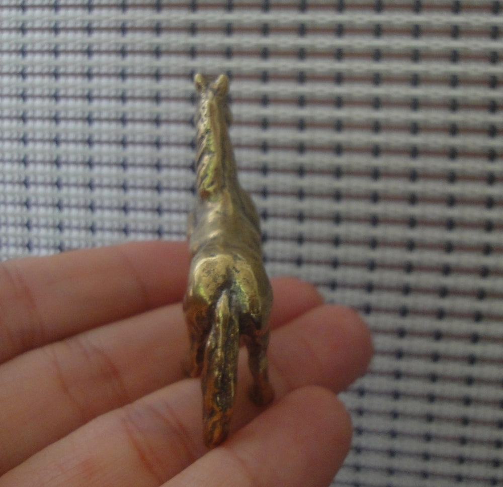 Solid Brass Zodiac Horse Statue Vintage Style Tea Pet Figurine for Study Decor