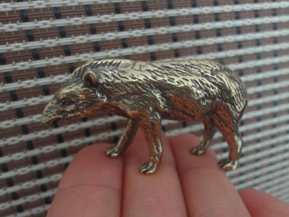 Solid Brass Small Wild Boar Figurine Vintage Style Animal Statue for Home Decor