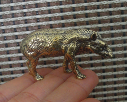 Solid Brass Small Wild Boar Figurine Vintage Style Animal Statue for Home Decor