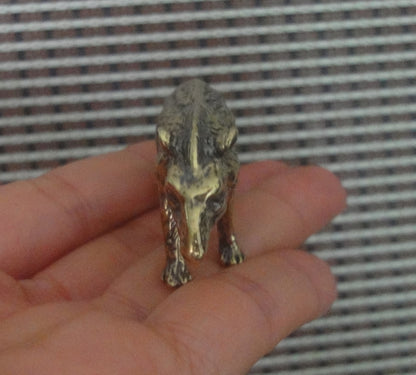 Solid Brass Small Wild Boar Figurine Vintage Style Animal Statue for Home Decor