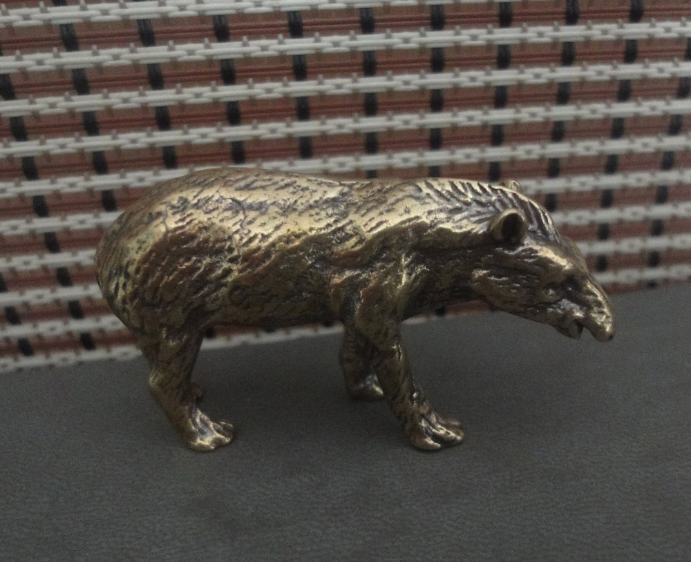 Solid Brass Small Wild Boar Figurine Vintage Style Animal Statue for Home Decor