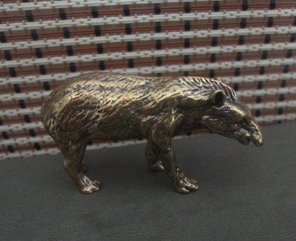 Solid Brass Small Wild Boar Figurine Vintage Style Animal Statue for Home Decor
