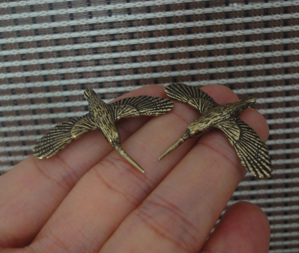 Pair of Solid Brass Hummingbird Couples Figurines Statues for Wedding Gifts