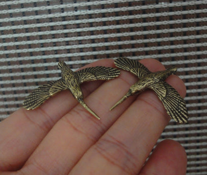 Pair of Solid Brass Hummingbird Couples Figurines Statues for Wedding Gifts