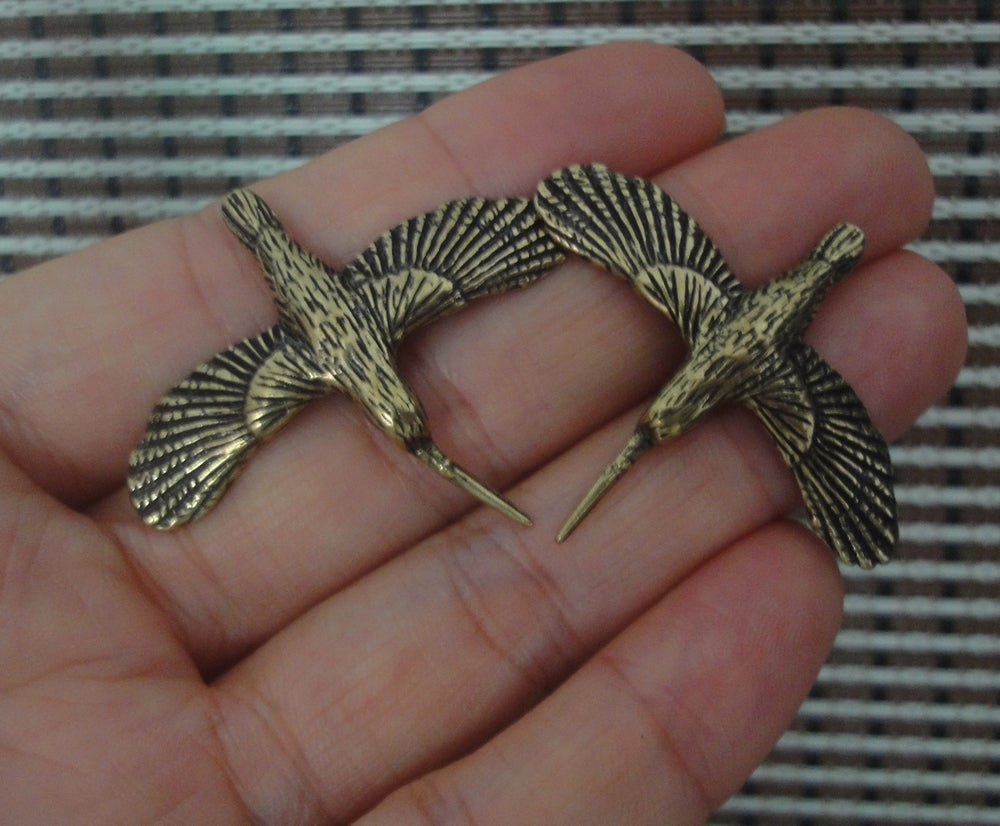 Pair of Solid Brass Hummingbird Couples Figurines Statues for Wedding Gifts