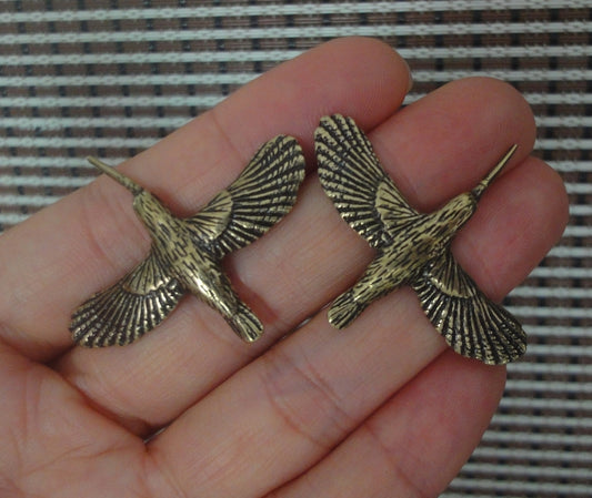 Pair of Solid Brass Hummingbird Couples Figurines Statues for Wedding Gifts
