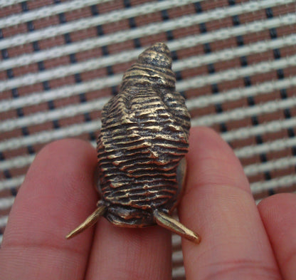 Vintage Style Solid Brass Shy Snail Figurine Statue for Home Garden Decor