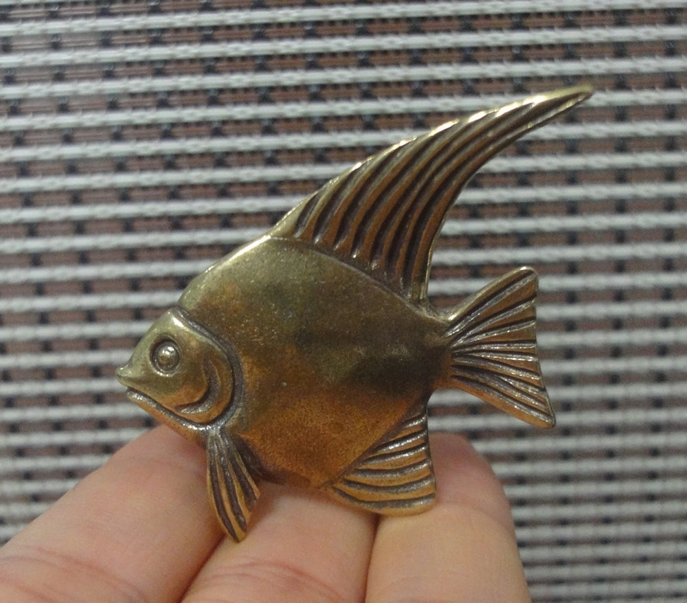 Vintage Brass Graceful Angelfish Figurine Ornament Special Gifts for Yourself