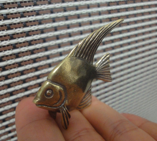 Vintage Brass Graceful Angelfish Figurine Ornament Special Gifts for Yourself