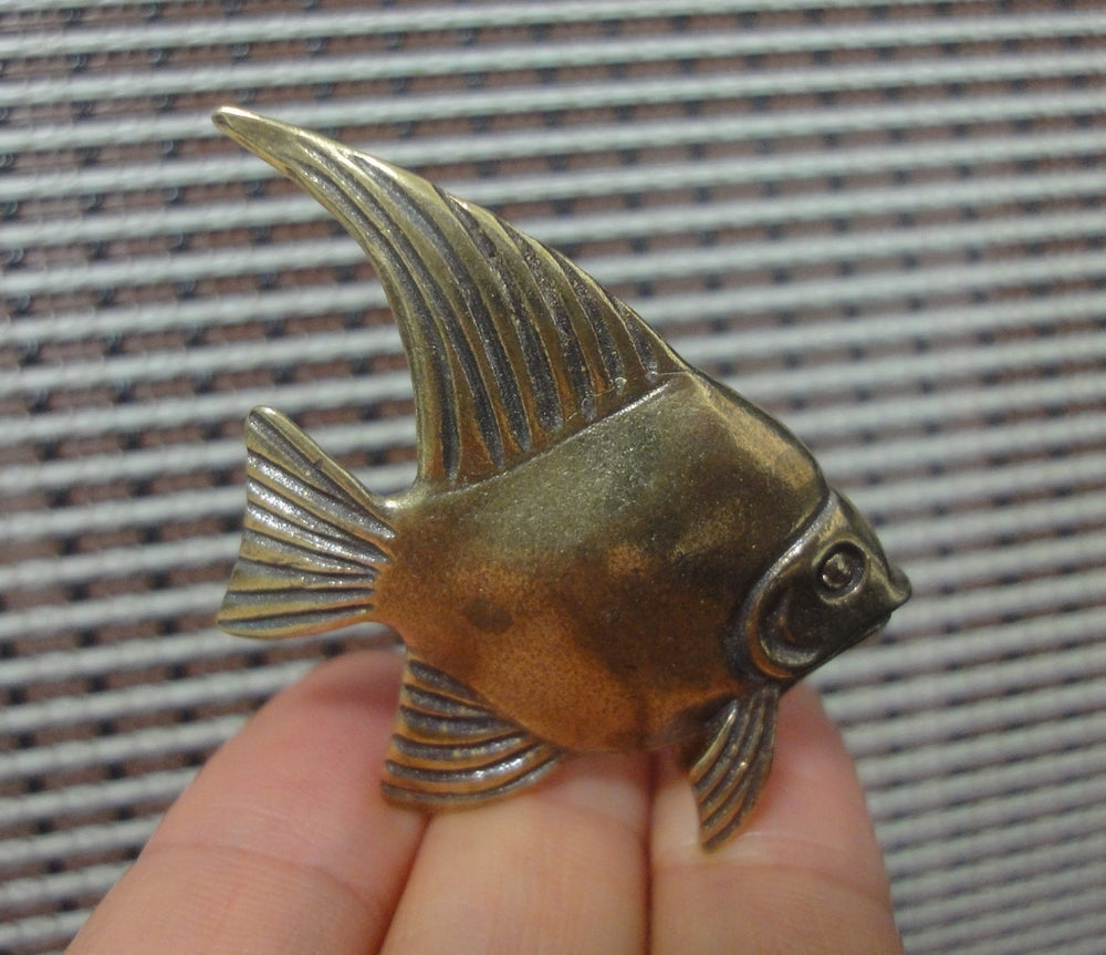 Vintage Brass Graceful Angelfish Figurine Ornament Special Gifts for Yourself