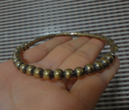Retro Large Solid Brass Bamboo Joint with Beads Women Bangle-65MM