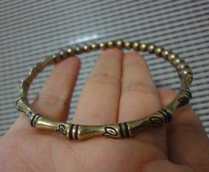 Retro Large Solid Brass Bamboo Joint with Beads Women Bangle-65MM