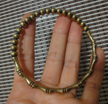 Retro Large Solid Brass Bamboo Joint with Beads Women Bangle-65MM