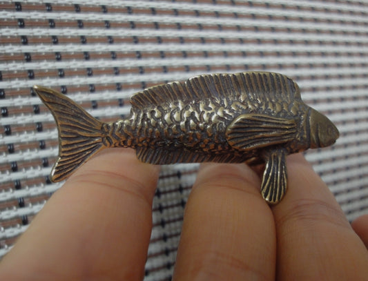 Brass Fortune-Gathering Fish Figurine Vintage Auspicious Carp Ornament