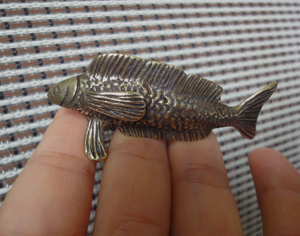 Brass Fortune-Gathering Fish Figurine Vintage Auspicious Carp Ornament