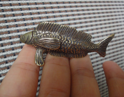 Brass Fortune-Gathering Fish Figurine Vintage Auspicious Carp Ornament