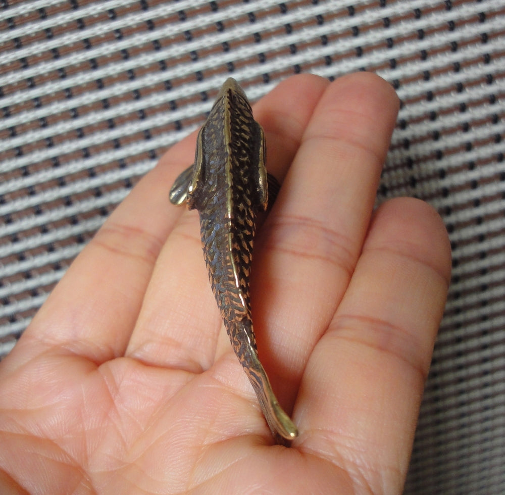 Brass Fortune-Gathering Fish Figurine Vintage Auspicious Carp Ornament