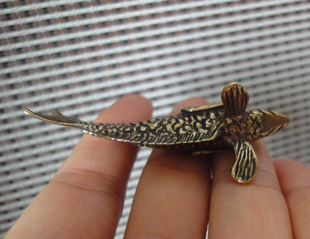 Brass Fortune-Gathering Fish Figurine Vintage Auspicious Carp Ornament