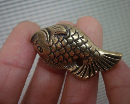 Solid Brass Koi Fish Charm Pendant Vintage Style Statue Ornament