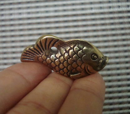 Solid Brass Koi Fish Charm Pendant Vintage Style Statue Ornament