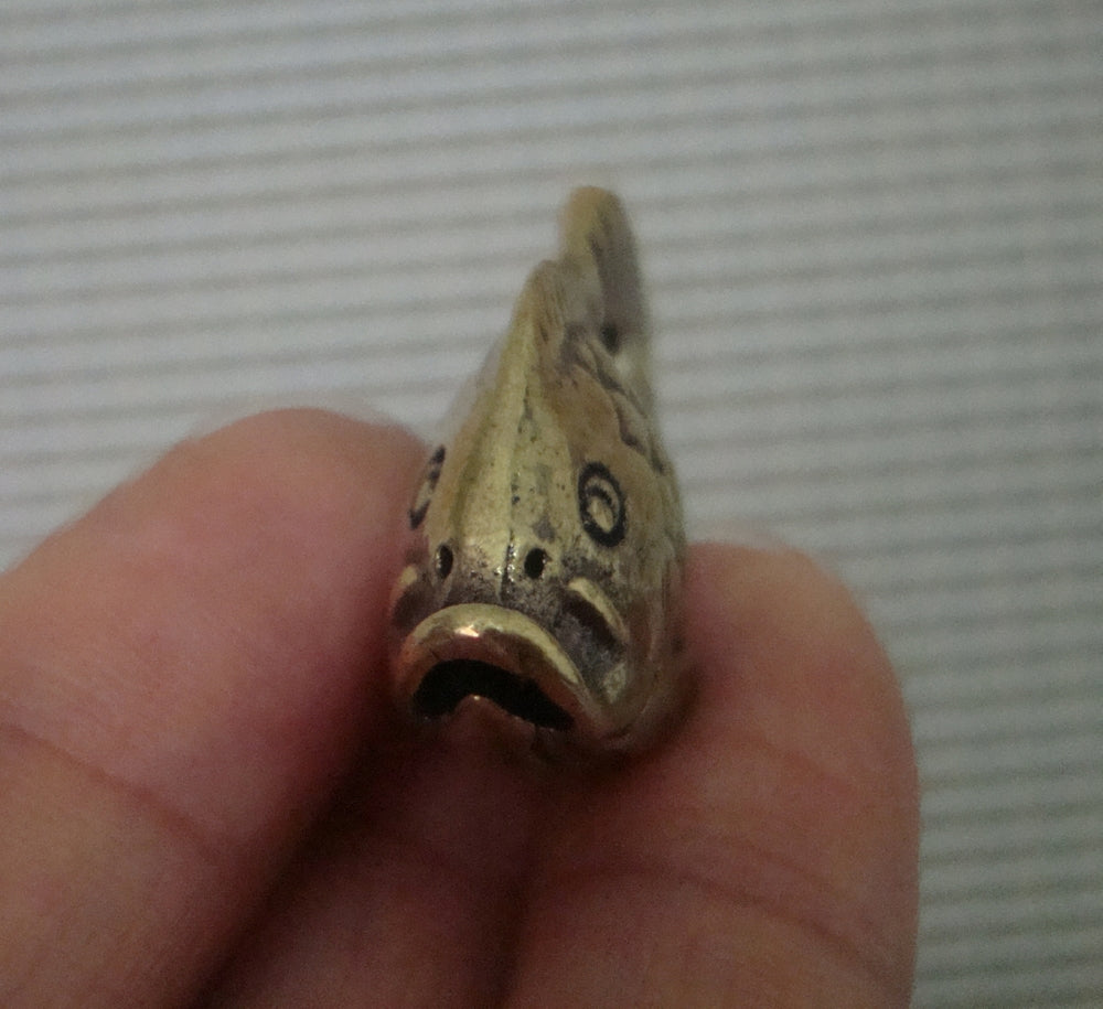 Solid Brass Koi Fish Charm Pendant Vintage Style Statue Ornament