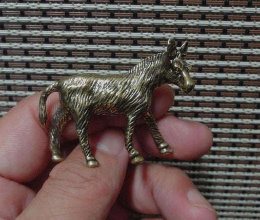 Artisan Brass Donkey Figurine - Handcrafted Rustic Decor for Home & Office