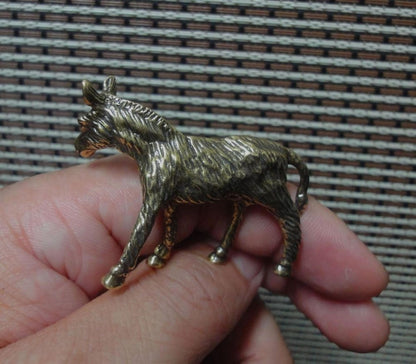Artisan Brass Donkey Figurine - Handcrafted Rustic Decor for Home & Office