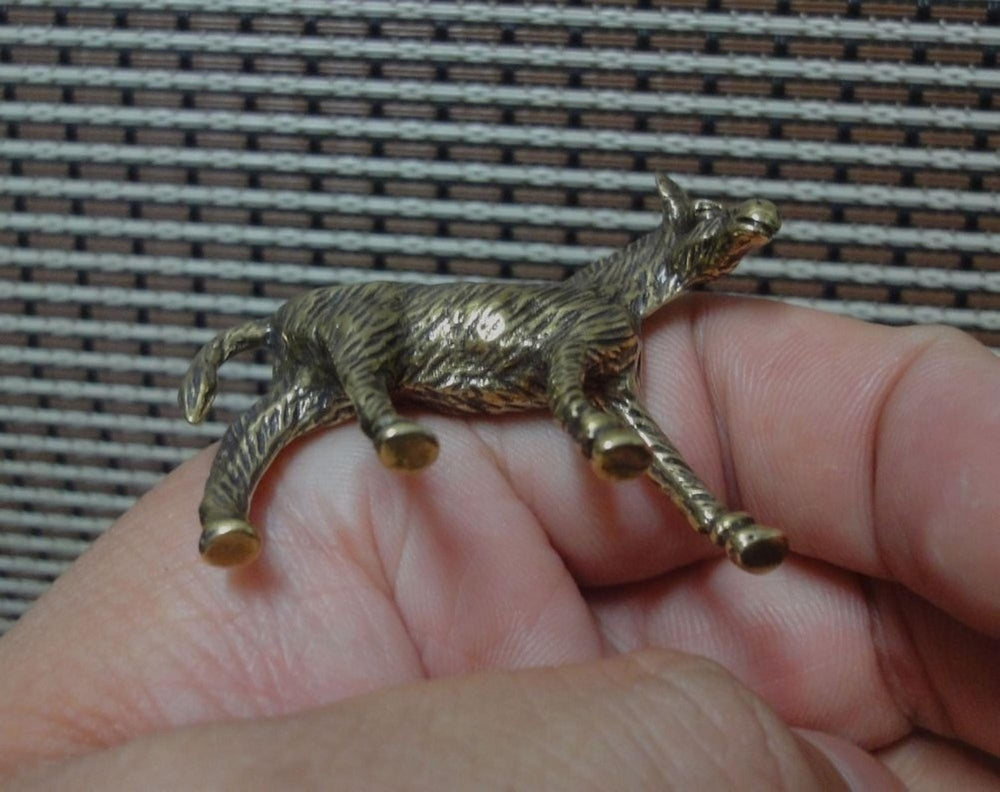Artisan Brass Donkey Figurine - Handcrafted Rustic Decor for Home & Office