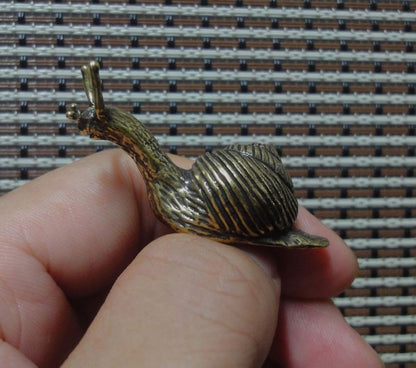 Solid Brass Two-horned Snail Figurine Statue for Home Garden Decor