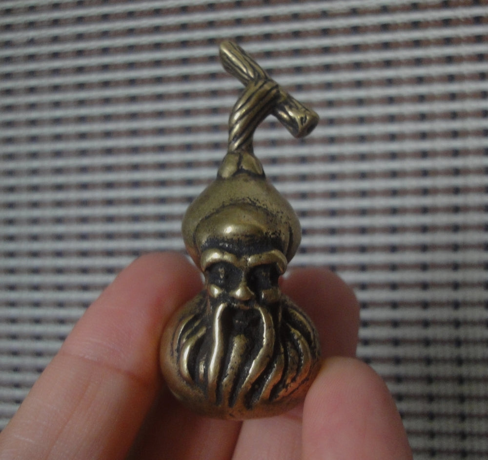 Vintage Style Brass Gourd Immortal Pendant for Home Decor