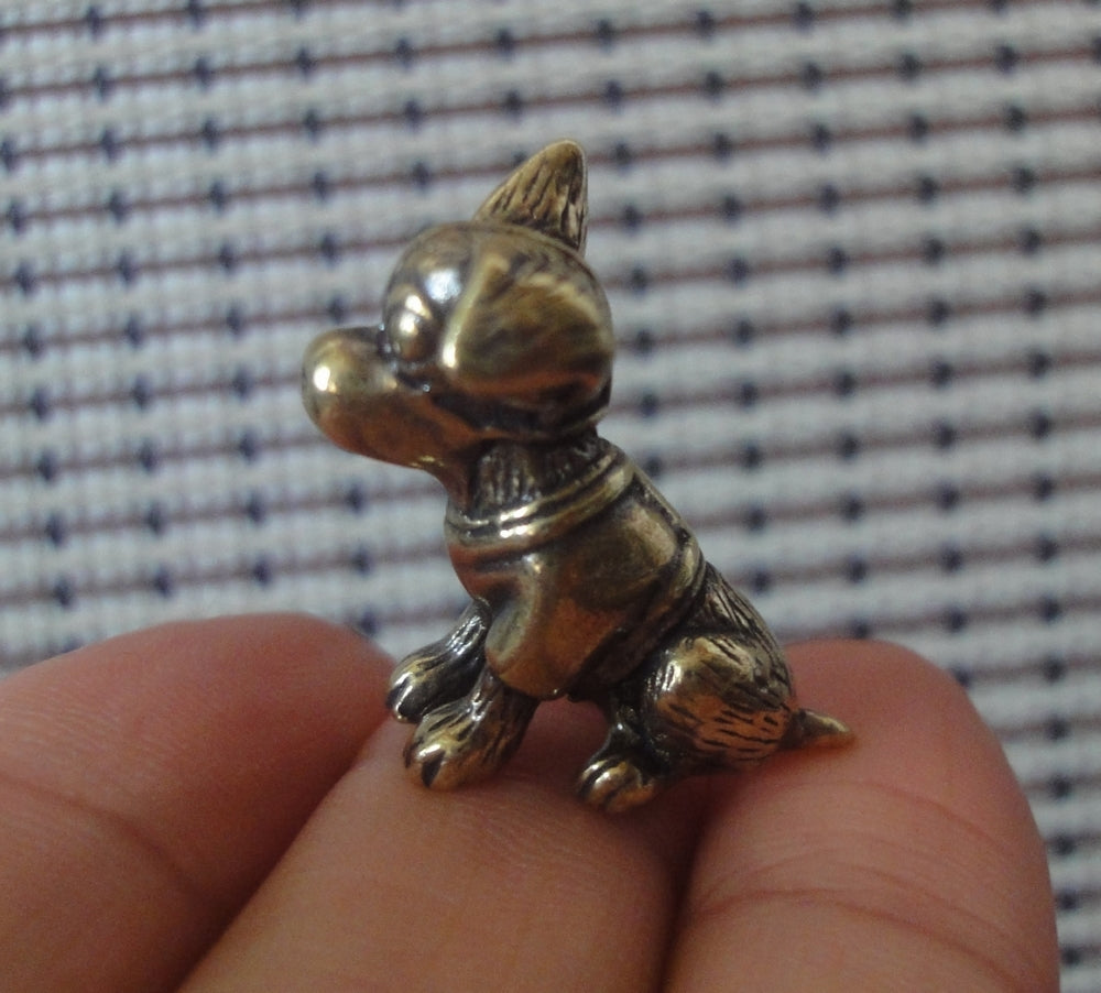 Vintage Brass Cute Puppy Dog Figurine Chihuahua Ornament