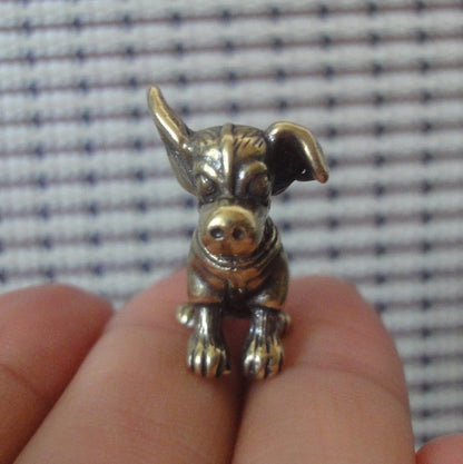 Vintage Brass Cute Puppy Dog Figurine Chihuahua Ornament