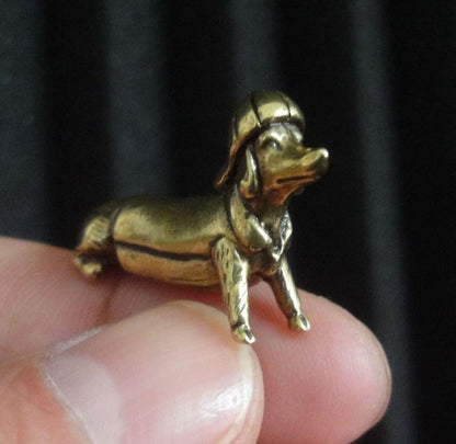 Vintage Style Brass Mini Dachshund Statue: Dog Sculpture