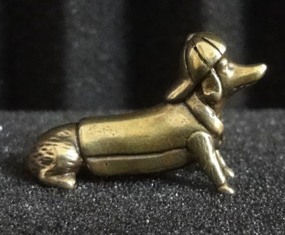 Vintage Style Brass Mini Dachshund Statue: Dog Sculpture