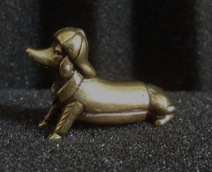 Vintage Style Brass Mini Dachshund Statue: Dog Sculpture