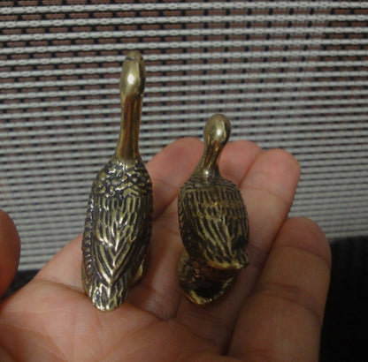 Pair of Solid Brass Goose and Duck Statues for Home Garden Decor