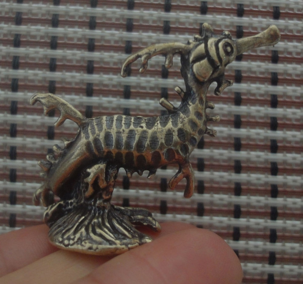 Solid Brass Seahorse Sea Animal Figurine Vintage Style Statue for Garden Decor