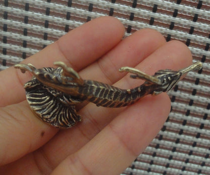 Solid Brass Seahorse Sea Animal Figurine Vintage Style Statue for Garden Decor