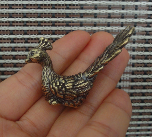 Vintage Style Solid Brass Peacock Statue Opening Wings Bird  for Home Decor