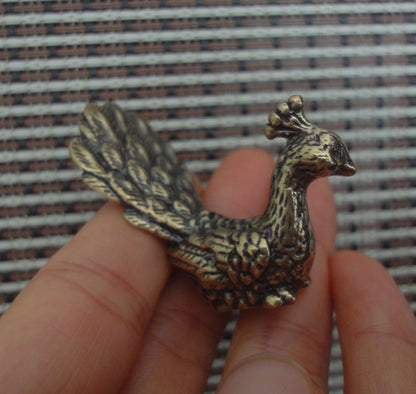 Vintage Style Solid Brass Peacock Statue Opening Wings Bird  for Home Decor