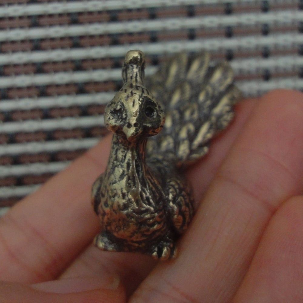 Vintage Style Solid Brass Peacock Statue Opening Wings Bird  for Home Decor